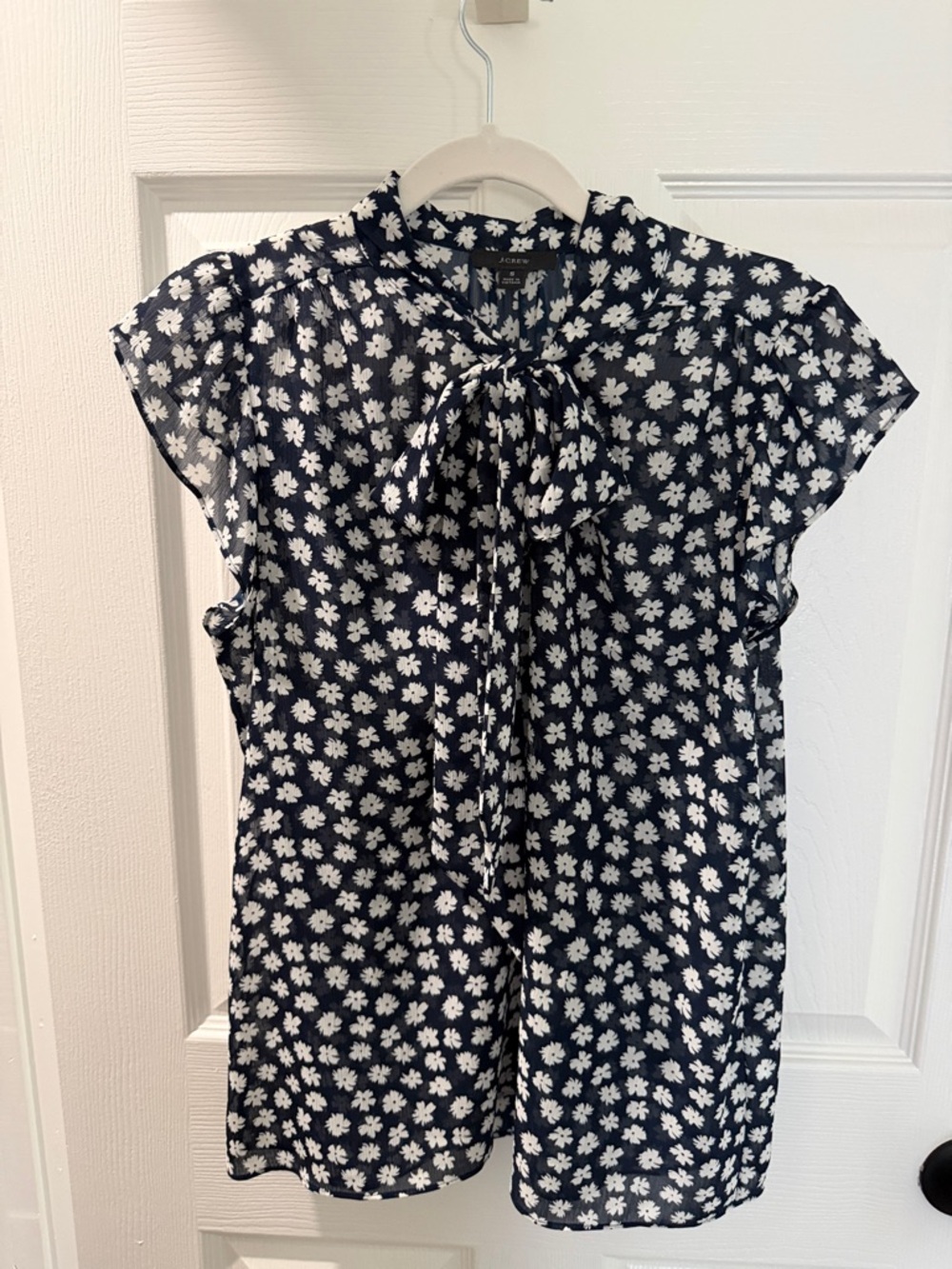 J Crew Navy and White Floral Blouse